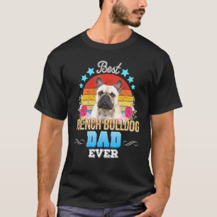 Bester Vater je französischer Bulldog Floral Retro T-Shirt
