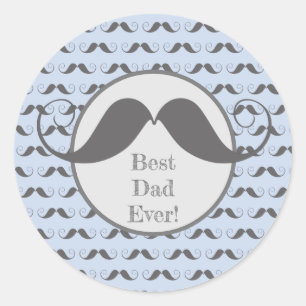 Bester Vater je! Fun Mustache Muster Vatertag Runder Aufkleber