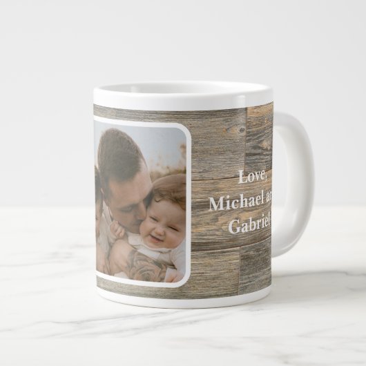 Bester Vater je gestört rustikalen hellen Holz Get Jumbo-Tasse (Vorderseite Rechts)