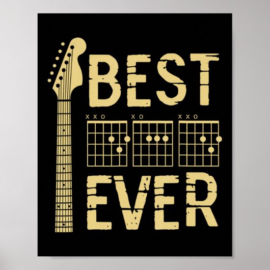 Bester Vater je Gitarre Chord Gitarrist Vater Väte Poster (Vorne)