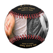 Bester Vater je Gold Black Baby 2 Fotos Name Baseball (Vorderseite)