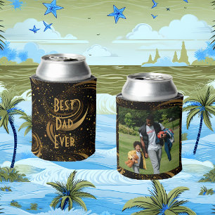 Bester Vater je Gold Leafy Black Wirbel Calligraph Dosenkühler