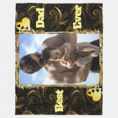 Bester Vater je Gold Moderne Kalligrafie Schwarze  Fleecedecke (Vorderseite)