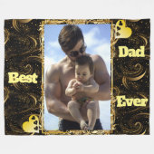 Bester Vater je Gold Moderne Kalligrafie Schwarze  Fleecedecke (Vorderseite (Horizontal))