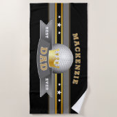 Bester Vater je Golf Ball im BLACK Strandtuch (Vorderseite)