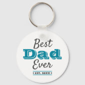 Bester Vater je Grafik Cool Moderne Blaue Typograf Schlüsselanhänger (Vorderseite)