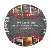 Bester Vater je graues Leder Print 6 Foto Collage Baseball (Rückseite)