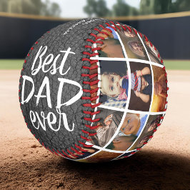 Bester Vater je graues Leder Print 6 Foto Collage Baseball