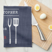 Bester Vater je Grillmeistermeister Name Geschirrtuch (Viertel Falte)