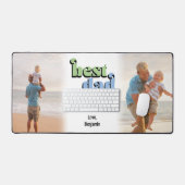 Bester Vater je Groovy Text 2 Fotos Schreibtischunterlage (Tastatur & Maus)