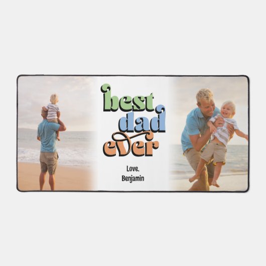 Bester Vater je Groovy Text 2 Fotos Schreibtischunterlage (Vorderseite)