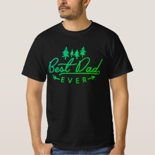 Bester Vater je grüne Typografie mit Bäumen T-Shirt