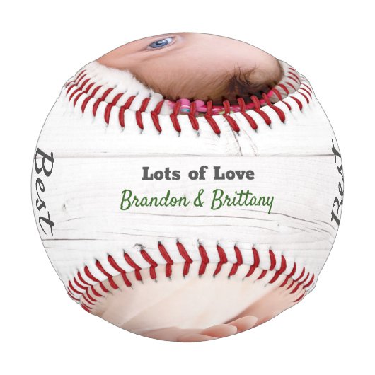 Bester Vater je grüne Typografie Rustikales Holz M Baseball (Rückseite)