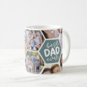 Bester Vater je | Grünes Hexagon-Foto Kaffeetasse (VorderseiteRechts)