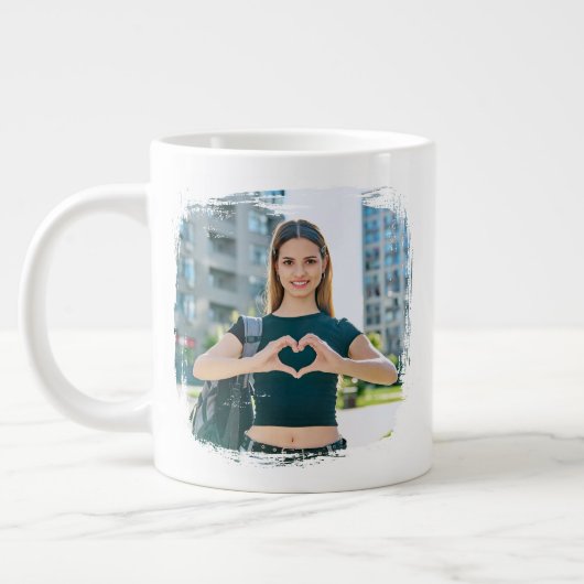 Bester Vater je Grunge Border Foto Jumbo-Tasse (Links)