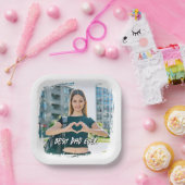 Bester Vater je Grunge Border Foto Pappteller (Party)