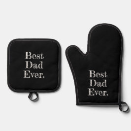 Bester Vater je handgezeichnete Typografie Schwarz Ofenhandschuh & Topflappen-Set