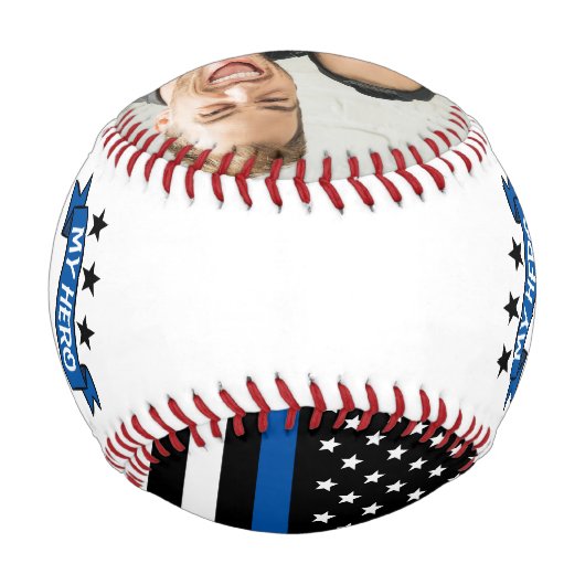 Bester Vater je Herd Thin Blue Line Flag Foto Baseball (Rückseite)
