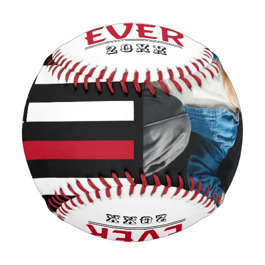 Bester Vater je Herd Thin Red Line Flag Foto Baseball (Vorderseite)