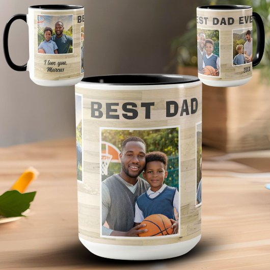 Bester Vater je Holz 3 Foto Collage Vater Tasse