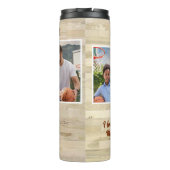 Bester Vater je Holz 3 Foto Collage Vater Thermosbecher (Rückseite)