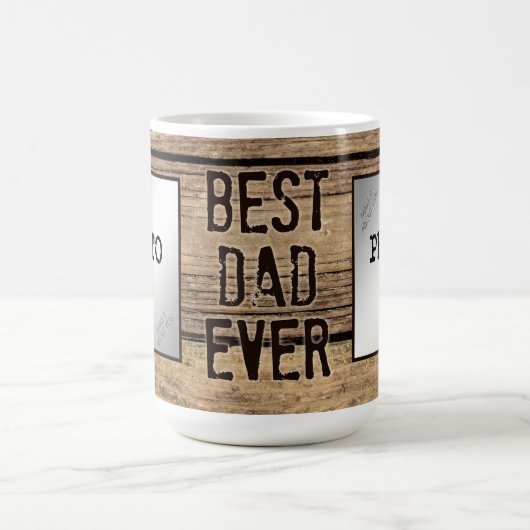 Bester Vater je in rustikalen Wood-Gerahmten Fotos Kaffeetasse (Mittel)