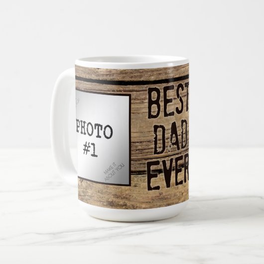 Bester Vater je in rustikalen Wood-Gerahmten Fotos Kaffeetasse (Vorderseite Links)