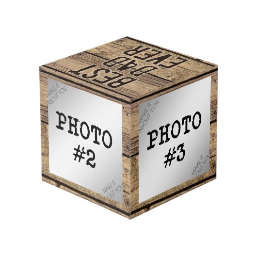 Bester Vater je in rustikalen Wood-Gerahmten Fotos Würfel (Rückseite Schrägansicht)