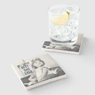 Bester Vater je individuelles Foto Vatertag Steinuntersetzer