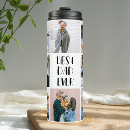 Bester Vater je Kalligrafie FotoCollage Thermosbecher