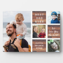 Bester Vater je Kind 4 Foto Collage Rustikales Hol Fotoplatte
