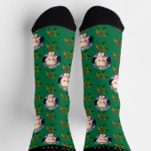 Bester Vater je Kind Foto Holly Berry Green Holida Socken (Oben)