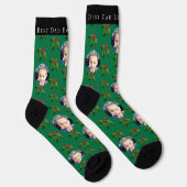 Bester Vater je Kind Foto Holly Berry Green Holida Socken (Rechts)