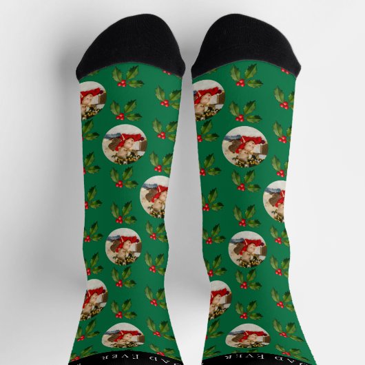 Bester Vater je Kind Foto & Name Weihnachten Socken (Oben)