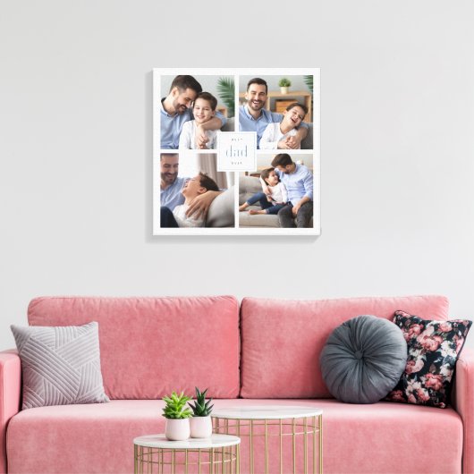 Bester Vater je Kind FotoCollage Leinwanddruck (Insitu (Wohnzimmer))