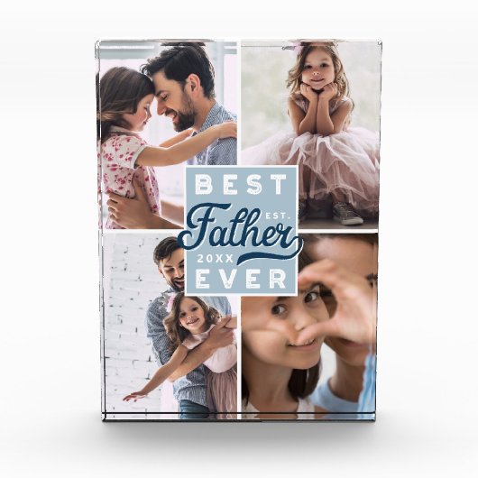 Bester Vater je kundenspezifisches Vierer-Foto-Fam Fotoblock (Vorderseite)