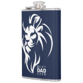 Bester Vater je, Löwe, Vatertag Navy Blau Flachmann (Links)