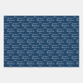 Bester Vater je Marine Blue Personalisiert Geschenkpapier Set (Vorderseite 3)