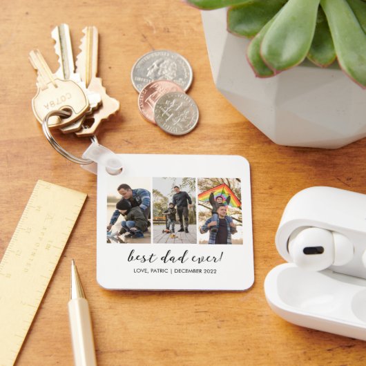 Bester Vater je mit dem Multi-Foto Schlüsselanhänger (Schreibtisch)