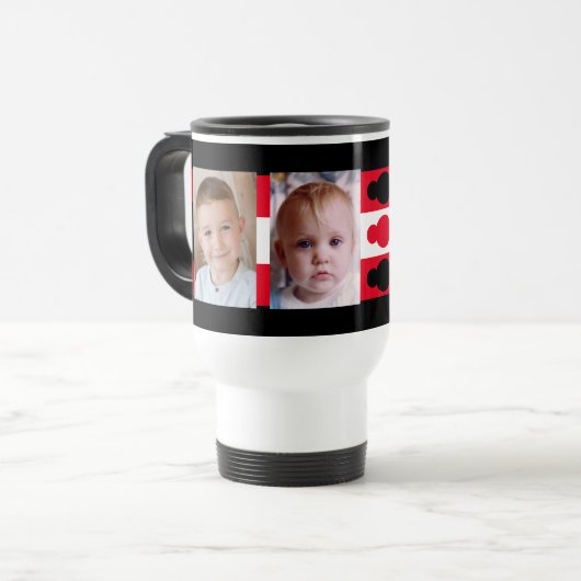 Bester Vater je mit Fotos in schwarz Reisebecher (Vorderseite Links)