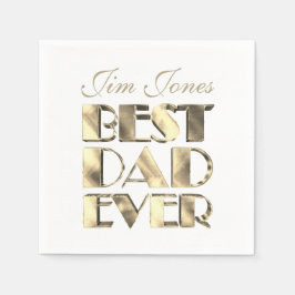 Bester Vater je mit Name Gold und Weiß Elegant Serviette