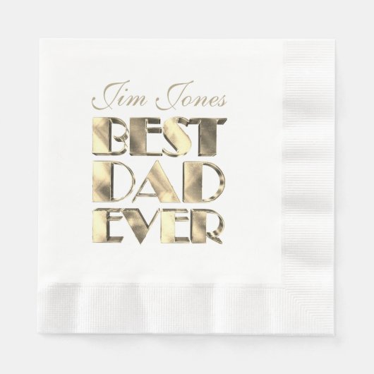 Bester Vater je mit Name Gold und Weiß Elegant Serviette (Vorderseite)