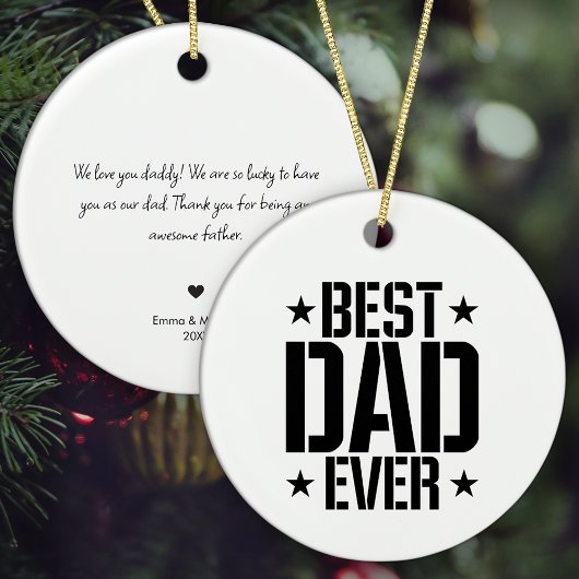 Bester Vater je mit Personalisierter Botschaft Wei Keramik Ornament