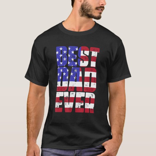 Bester Vater je mit US-amerikanischer Flagge Vater T-Shirt (Vorderseite)