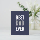 Bester Vater je | Modern Navy Blue Postkarte (Stehend Vorderseite)