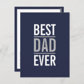Bester Vater je | Modern Navy Blue Postkarte (Vorne/Hinten)