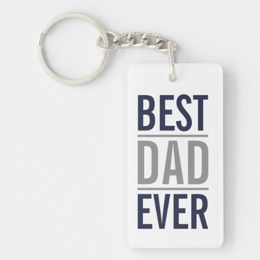 Bester Vater je | Modern Navy Blue Schlüsselanhänger (Vorderseite)