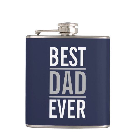 Bester Vater je | Moderne Blaue Flasche der Marine Flachmann (Vorderseite)
