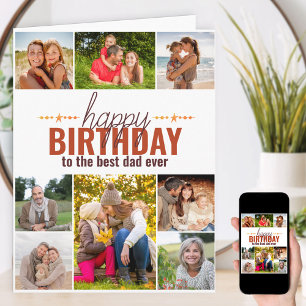 Bester Vater je Moderne Fotocollage Happy Birthday Karte