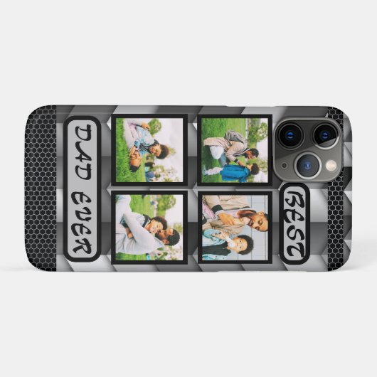 Bester Vater je Moderne Grau Familienfotosammlung Case-Mate iPhone Hülle (Rückseite (Horizontal))